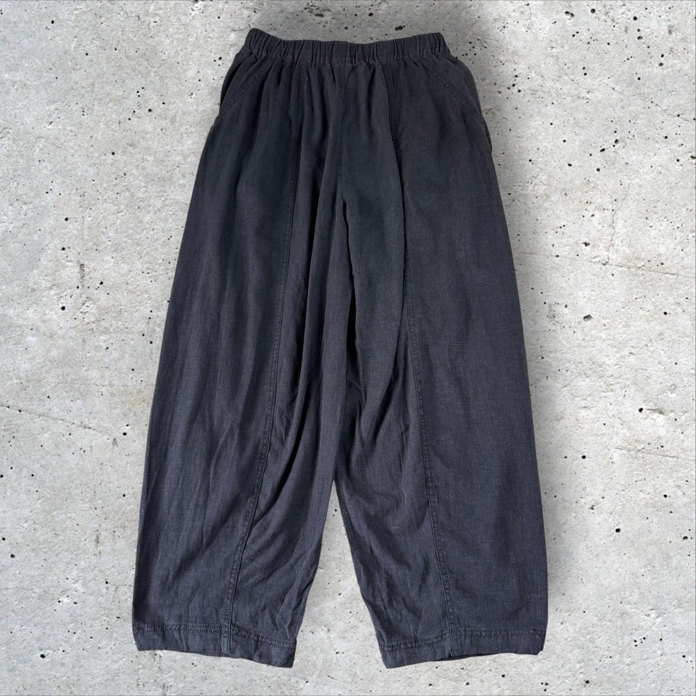 Free People High Road Pull-On Barrel Linen Pants In Python Black Sz XS - Picture 8 of 10